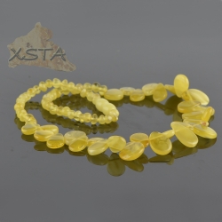 Amber natural necklace polished leaves